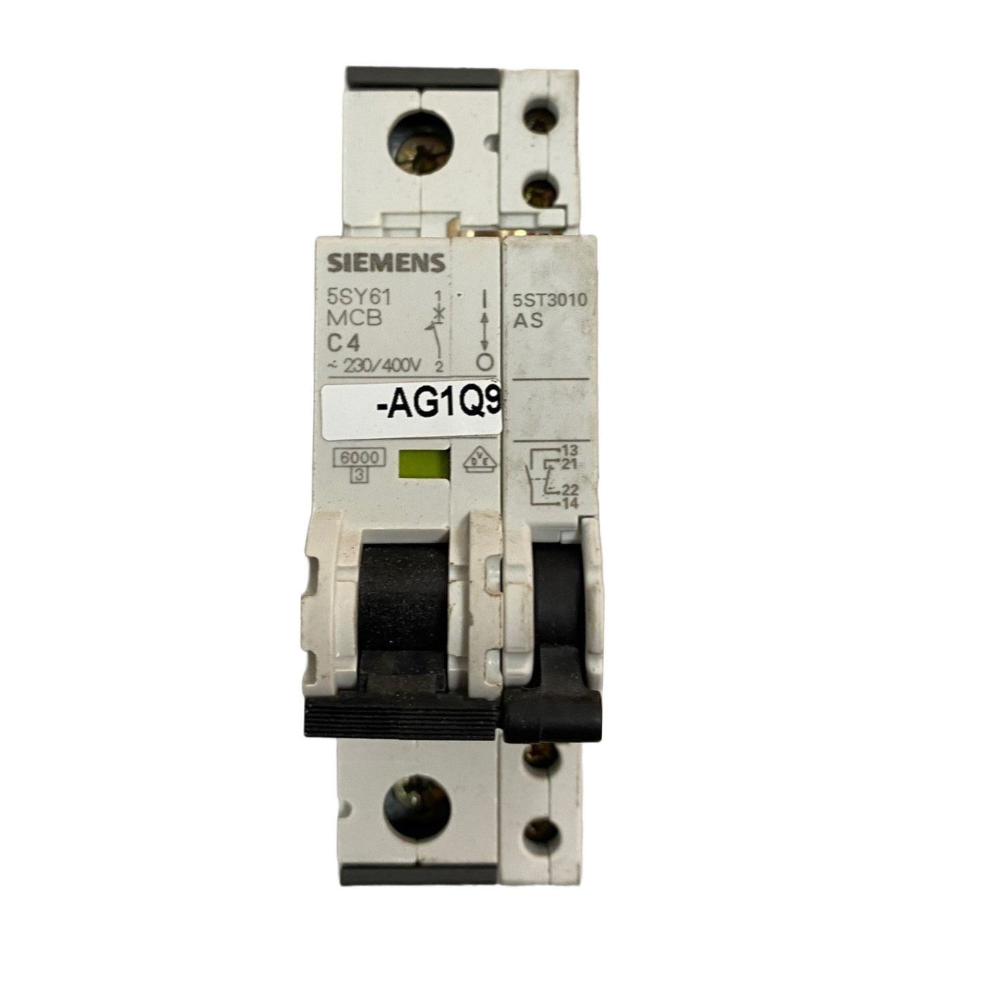 Siemens 5SY61 MCB C4 + 5ST3010 AS Auxiliary Switch