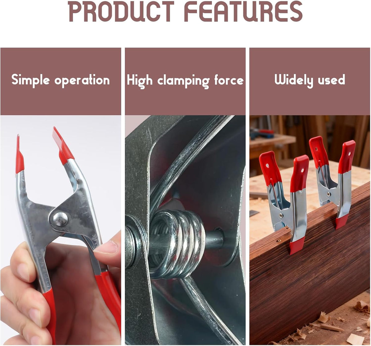 4 Pieces Metal Spring Clamps Heavy Duty for Woodwork 6 Inch, Large Market Stall Clips with Rubber Coated Tipped Grip, Heavy Duty Clips for Camping Tarpaulin Woodworking Crafts
