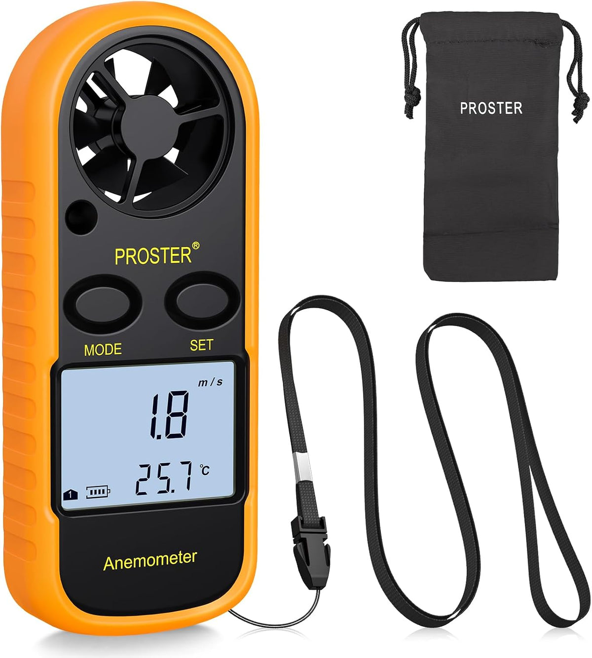 Anemometer - Handheld Anemometer 3 in 1 Digital Wind Speed Meter with LCD Display Wind Gauge Wind Air Flow Velocity Measurement for RC Drones Windsurfing Kite Flying Sailing