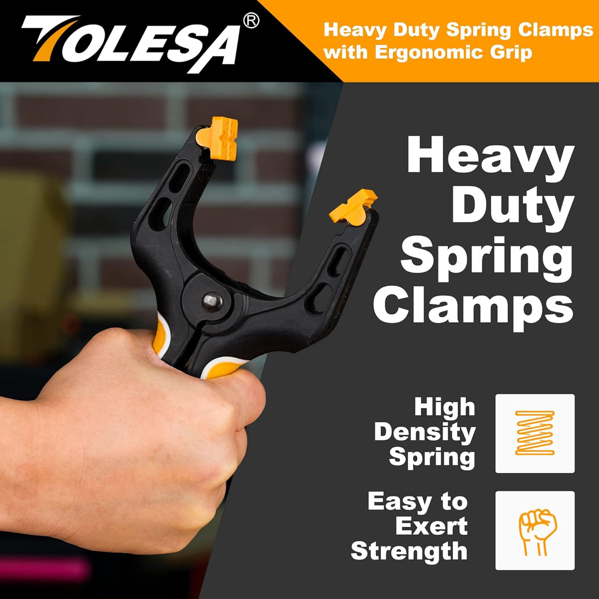 Spring Clamps 4", 1.8" Jaw, 15 Lbs, Heavy Duty for Woodworking, 8Pcs