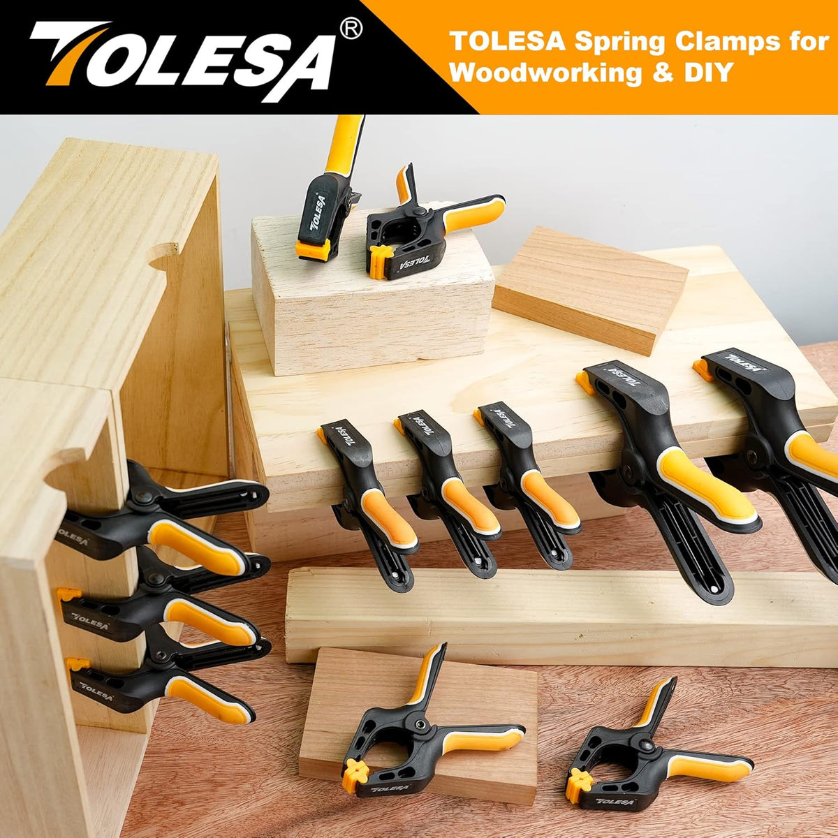 Spring Clamps 4", 1.8" Jaw, 15 Lbs, Heavy Duty for Woodworking, 8Pcs