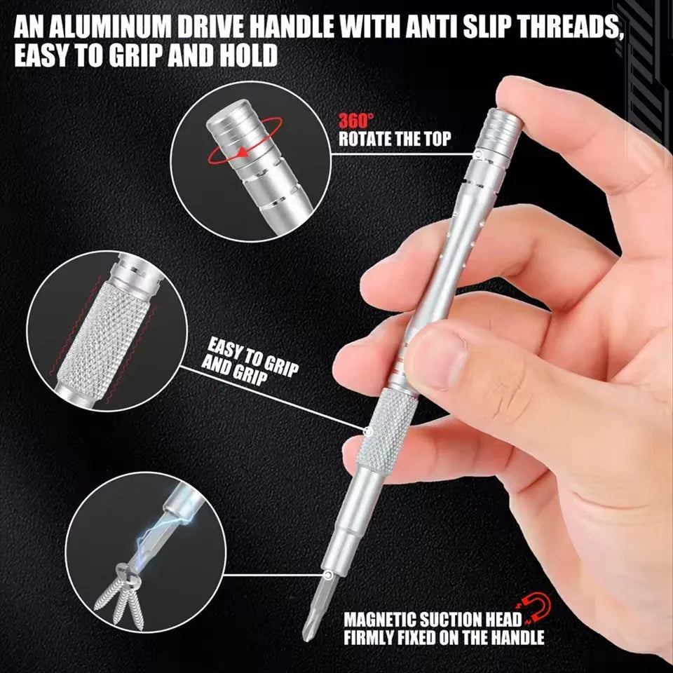 Precision Multi-Function Screwdriver Set - 128-in-1 Manual Repair Tools with Magnetic Phillips and Torx Bits for iPhone and PC