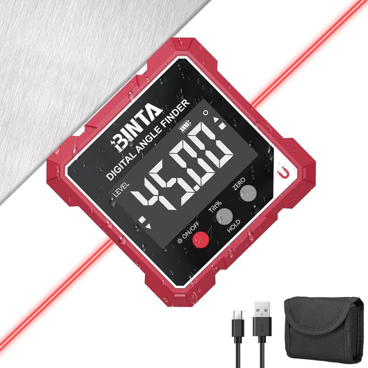 Digital Angle Finder with Laser, 4-Side Magnetic Digital Angle Gauge