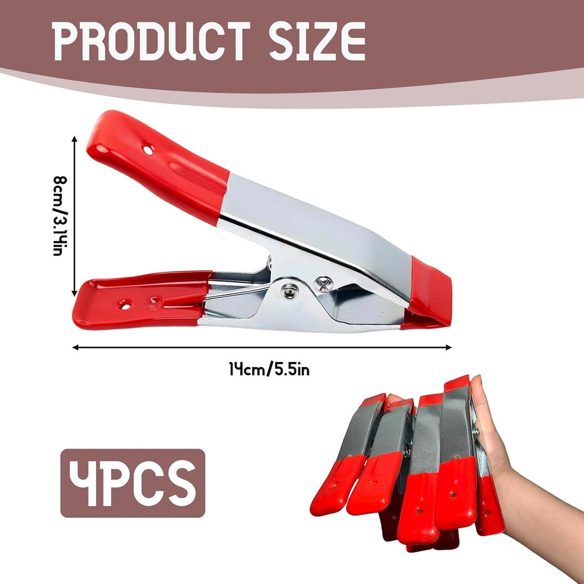 4 Pieces Metal Spring Clamps Heavy Duty for Woodwork 6 Inch, Large Market Stall Clips with Rubber Coated Tipped Grip, Heavy Duty Clips for Camping Tarpaulin Woodworking Crafts