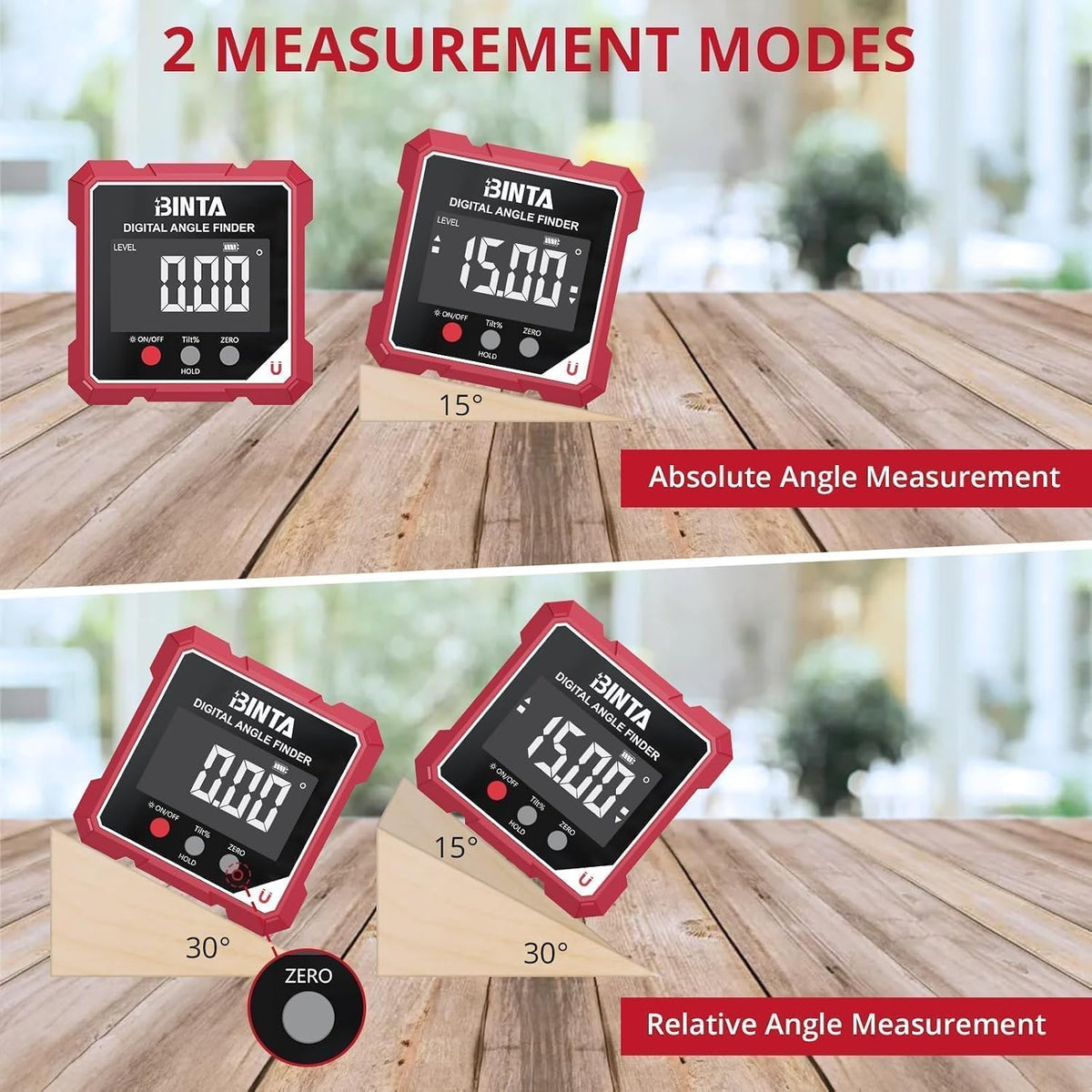 Digital Angle Finder with Laser, 4-Side Magnetic Digital Angle Gauge