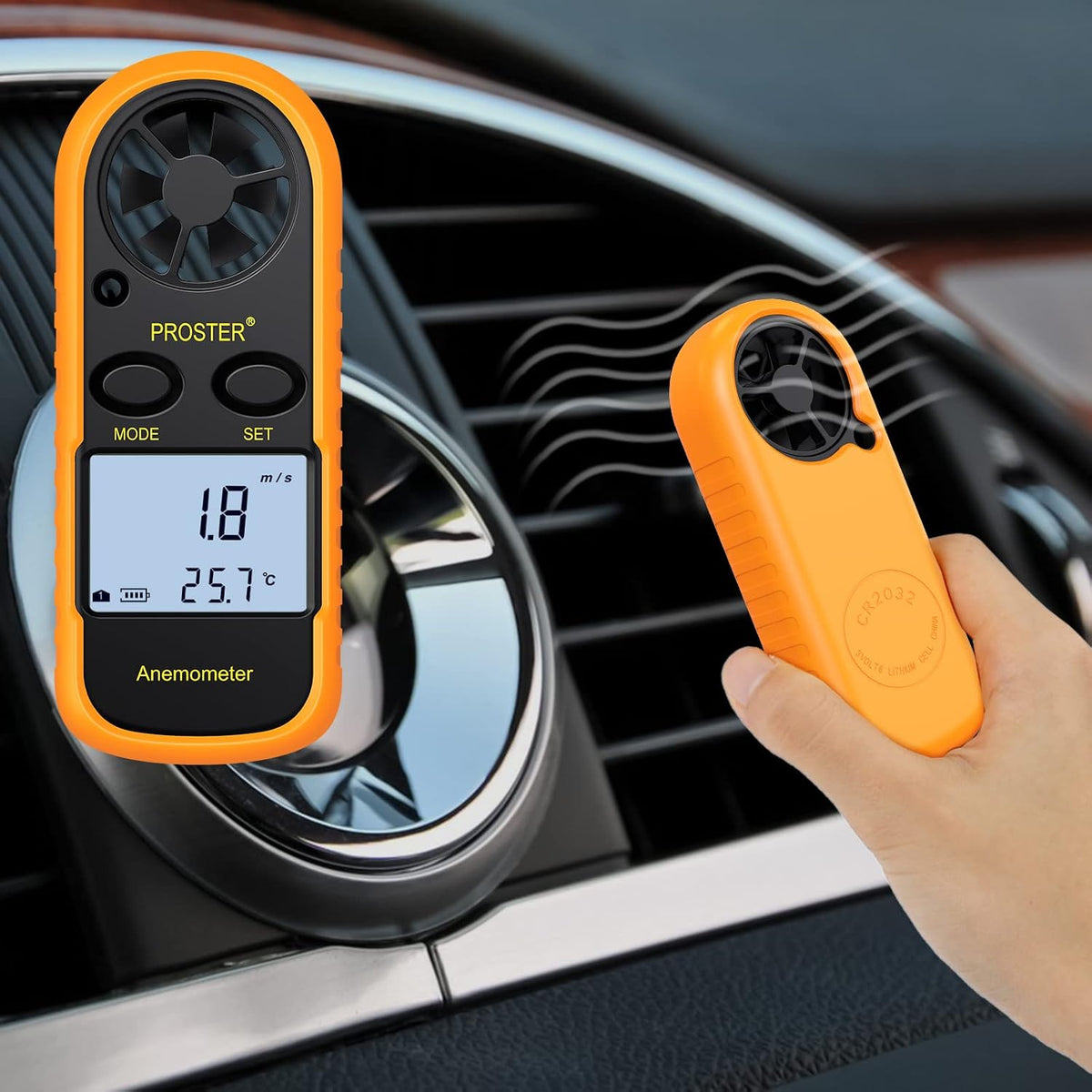 Anemometer - Handheld Anemometer 3 in 1 Digital Wind Speed Meter with LCD Display Wind Gauge Wind Air Flow Velocity Measurement for RC Drones Windsurfing Kite Flying Sailing