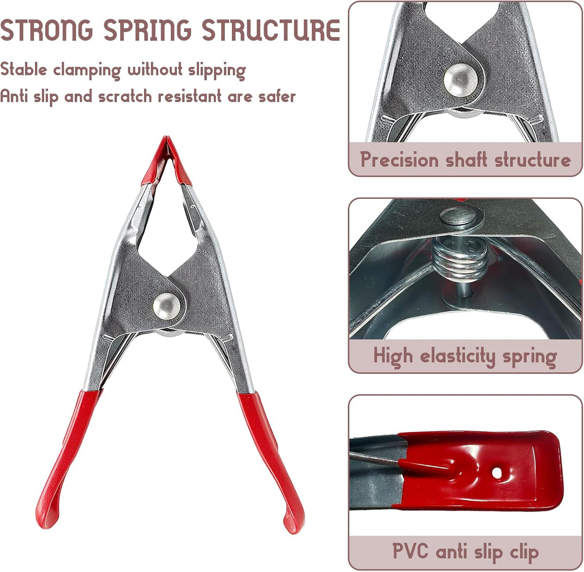 4 Pieces Metal Spring Clamps Heavy Duty for Woodwork 6 Inch, Large Market Stall Clips with Rubber Coated Tipped Grip, Heavy Duty Clips for Camping Tarpaulin Woodworking Crafts