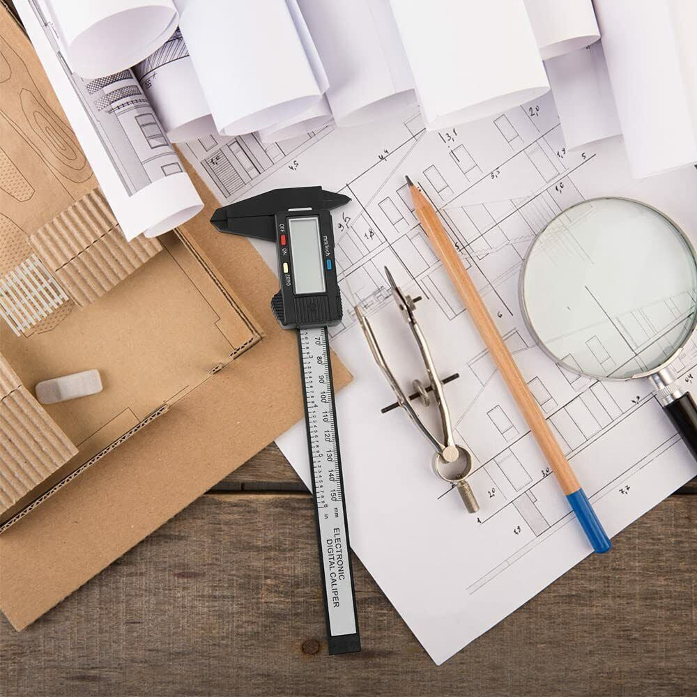 6'' LCD Digital Vernier Caliper Black Micrometer Measure Tool Gauge Ruler 150Mm