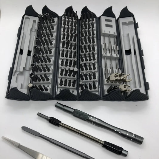 Precision Multi-Function Screwdriver Set - 128-in-1 Manual Repair Tools with Magnetic Phillips and Torx Bits for iPhone and PC